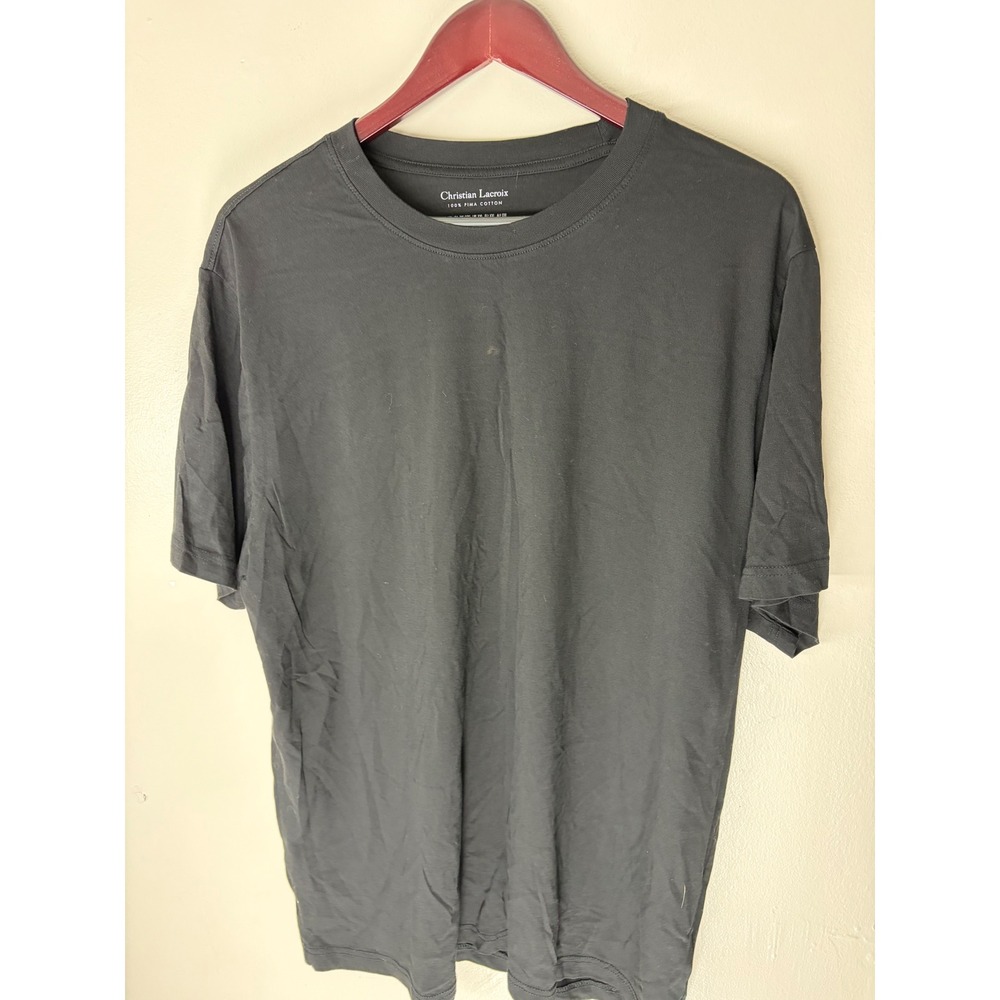 Christian Lacroix Mens XXL Black 100% Pima Cotton Short Sleeve Crewneck T-Shirt